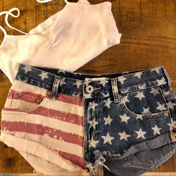 BULLHEAD DENIM American Flag Denim Shorts SZ 3 - Picture 1 of 5